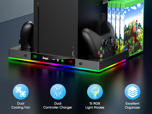 xbox series x rgb cooling fan charging station