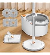 MOPALL Spin Mop and Bucket with Wringer Set for Home, Dual Chambers Dirty and Clean Water Self Se...