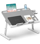 Laptop Bed Desk, X-Large Leather Adjustable Computer Bed Table Tray, Foldable Laptop Lap Desk for...