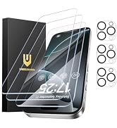 UNBREAKcable iPhone 16 Pro Max Screen Protector 3-Pack, 3 Tempered Glass + 3 Camera Lens Protecto...