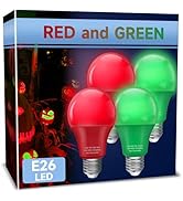 UNILAMP Red and Green Light Bulbs, 9W A19 LED Christmas Light Bulb, E26 Red Green Light Bulbs, 60...