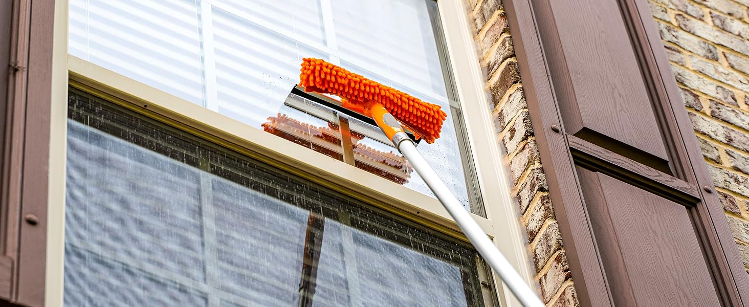 Window washing kit squeegee with extension pole