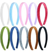 10 Pack Wide Thick Velvet Fluffy Cloth Fabric Covered Plastic Headbands Candy Colorful Winter Ela...