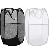 BATTOO Deluxe Strong Mesh Pop up Laundry Hamper Basket with Side Pocket for Laundry Room, Bathroo...