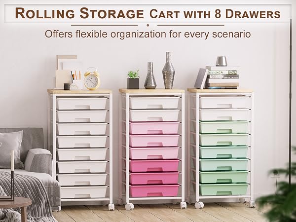 rolling cart with drawers