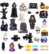 DIYASY Halloween Miniature Figurines, 40 Pcs Mini Resin Craft Decorations Tiny Miniatures Dollhou...