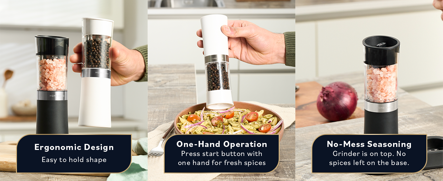 features of the home hero salt and pepper grinders