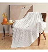 HIMEET Fleece Throw Blanket for Couch Soft Blanket Lightweight Super Soft White Throw Blanket Rid...