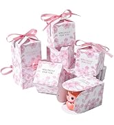 PH PandaHall 50 Pack Mini Pink Gift Boxes, Flower Printed Paper Box 2.76inch Small Square Gift Wr...