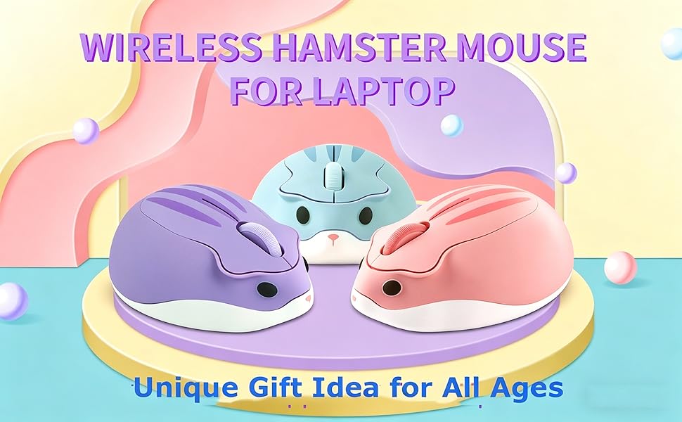 Wireless Mouse Cute Hamster Shape Silent Click Portable Compact Optical 1200DPI USB Cordless Mice