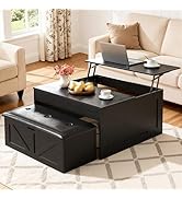 Homedawn Lift Top Coffee Tables with Storage Hidden Compartment, 31.5 Farmhouse Coffee Tables wit...