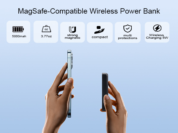 Miady Mini MagSafe-Compatible Portable Charger,