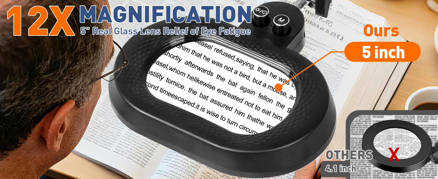 12X magnification magnifying glasses with light for close work hands free magnifying glass light