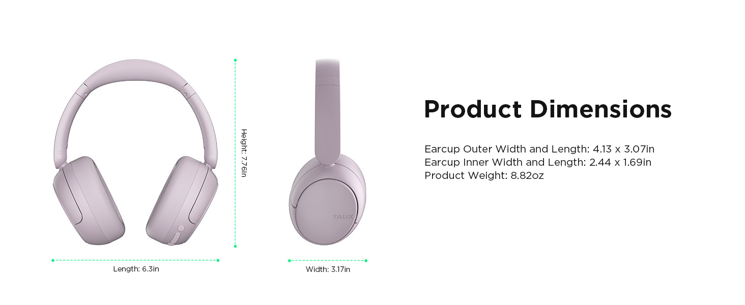 TALIX noise cancelling over ear headphones