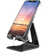 Crpich Acrylic Cell Phone Stand, Portable Phone Holder, Black Phone Stand for Desk, Compatible wi...