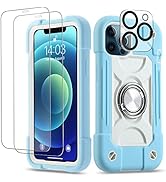 Cookiver for iPhone 12 Pro Max Case 6.7 Inch with Ring Stand, with 2 Pack Glass Screen Protector ...