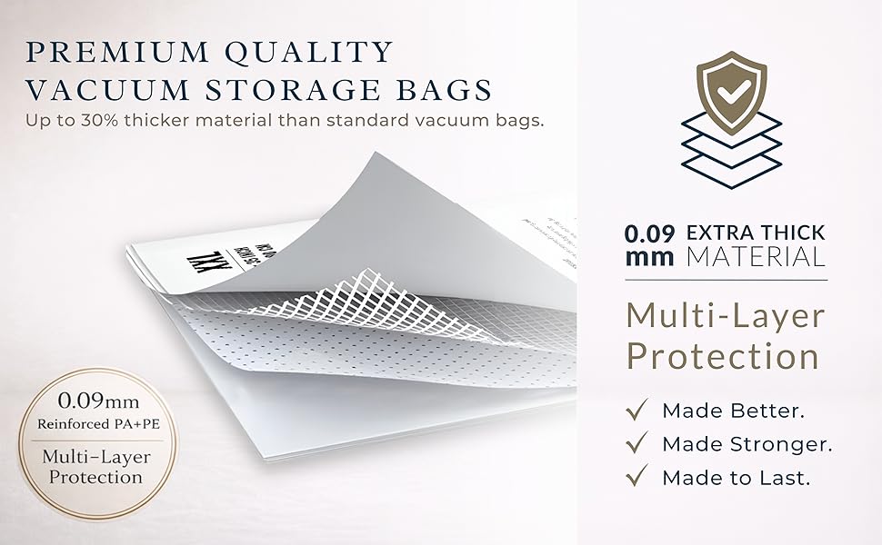 PA+PE vacuum storage bag with multi-layer construction for durable, airtight protection