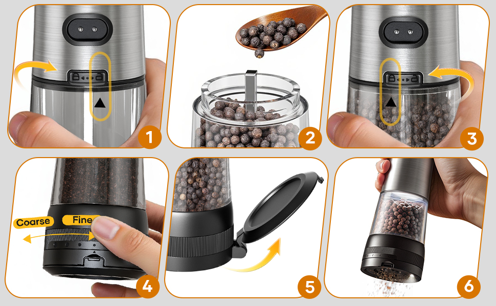 Upgraded Larger Capacity Electric Salt and Pepper Grinder Set Rechargeable with LED lights