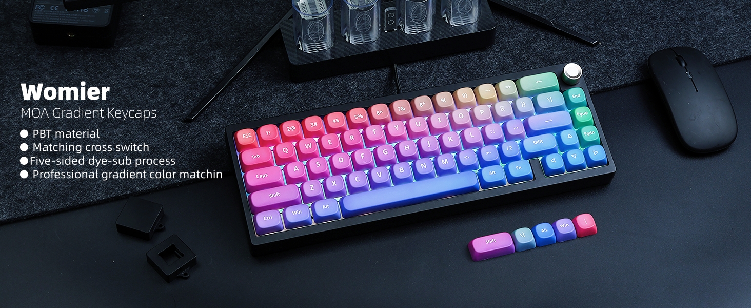 PBT Keycaps, Gradient Custom Cute Keycaps for Mechanical Keyboard MOA Profile Keycap
