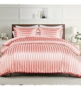 Whale Flotilla 3-Piece Reversible Silky Soft Queen Comforter Set, Luxury Stripe Satin Comforters ...