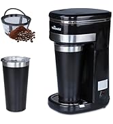 HousesAid Coffee Machine,Single Serve Coffee Maker,One Cup Coffee Maker with Reusable Filter&amp;One-...