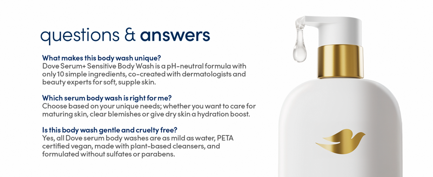 Dove body wash product questions and answers section
