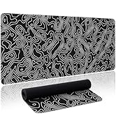 Black Map Gaming Mouse Pad Large Desk Mat Extended Keyboard Mouse Pad XL Mousepad with Non-Slip B...