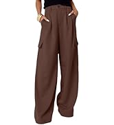 Dokotoo Womens High Waisted Wide Leg Cargo Pants Baggy Casual Work Pants with 4 Pockets