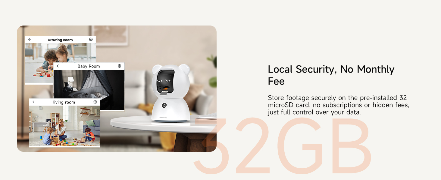 CINMOORE Security Camera, Pet/Dog Camera with Phone app, Auto Tracking, 32GB Card Included