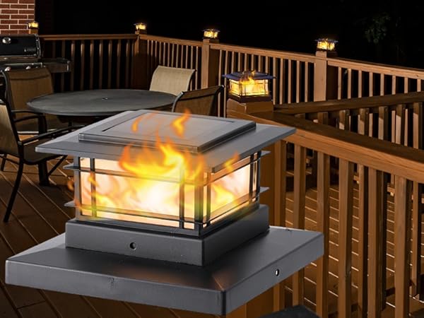 Solar Flame Post Lights