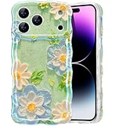 EYZUTAK Case for iPhone 17 Pro Max, Colorful Retro Oil Painting Flower Laser Glossy Pattern Cute ...
