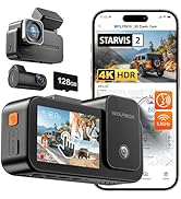 WOLFBOX X5 3 Channel 4K Dash Cam, STARVIS 2 IMX678,4K+2.5K+1080P Front and Rear Inside Triple Car...