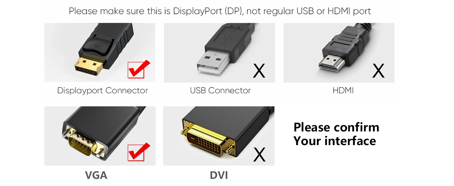 displayport to vga cable