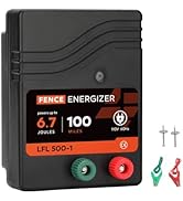 Electric Fence Charger AC Powered 100 Mile 300 Acres, 110 Volt 6.7 Joule Plug-In Electric Fence E...