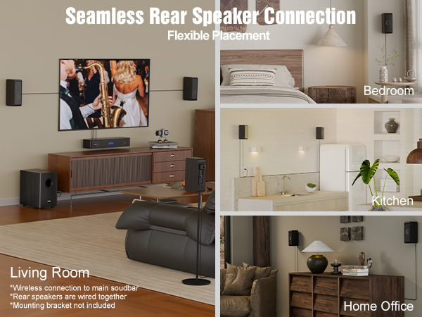 Wireless Rear Speakers for Flexible Placement