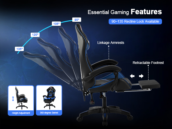computer gaming chair with linkage armrests