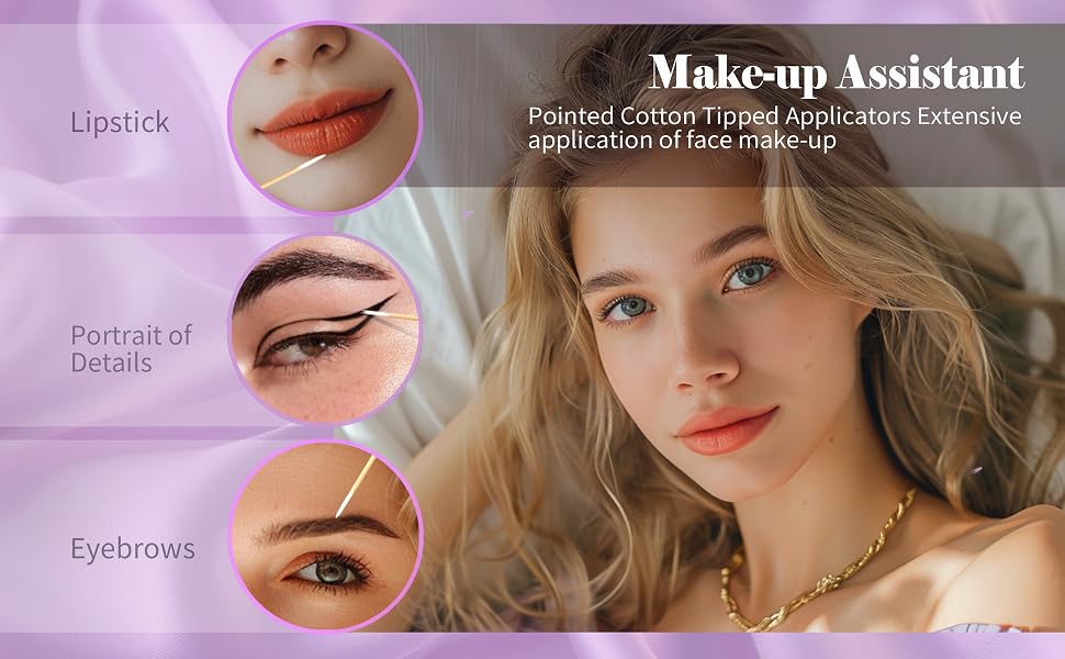 Pointed Cotton Tipped Applicators Extensive application of face make-up