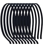 10 Pack 7MM Plain Black Satin Cloth Fabric Covered Thin Slim Metal Headband Wire Hairband Elastic...