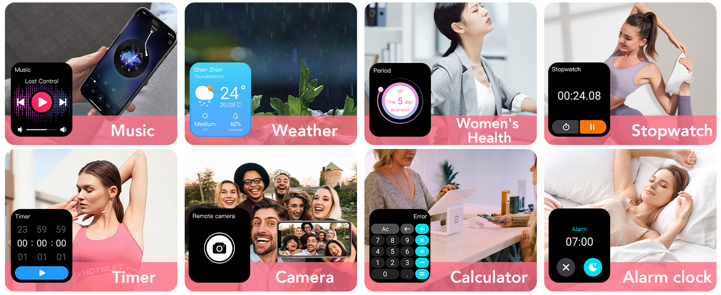 fitness tracker watch womens smart watch with music control, weather updates and find phone