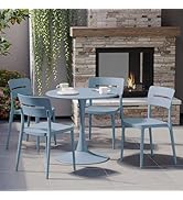 WestinTrends Playa Outdoor Modern Stackable Plastic Patio Dining Chairs (Set of 4), French Blue