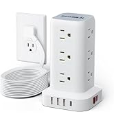 Extension Cord with Multiple Outlets, SMALLRT Flat Plug Surge Protector Power Strip Tower, Power ...