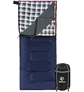 REDCAMP Outdoor Cotton Flannel Sleeping Bag with Detachable Zipper Liner, 3-Season Warm &amp; Cool We...