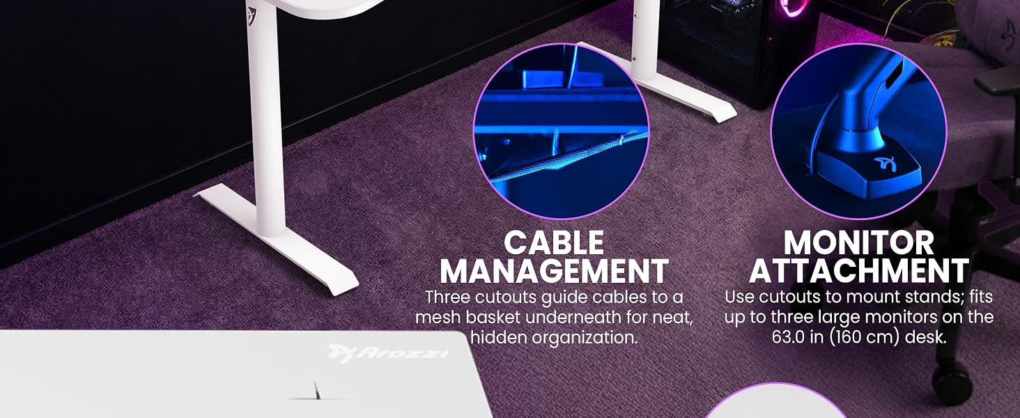 Arozzi gaming desks with ergonomic layout &amp;amp; clean design