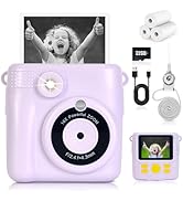 Hikkon Instant Print Camera for Kids - 2.4 Inch Kids Camera Instant Print with Print Paper &amp; 32G ...