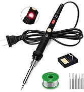 Soldering Iron Kit, 60W 110V Soldering Iron, Adjustable Temperature Soldering Welding Iron Kit wi...