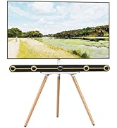 PUTORSEN Easel TV-Stand for 43-65-Inch Screens - Portable Swivel Tripod TV Stand with Wooden Tray...