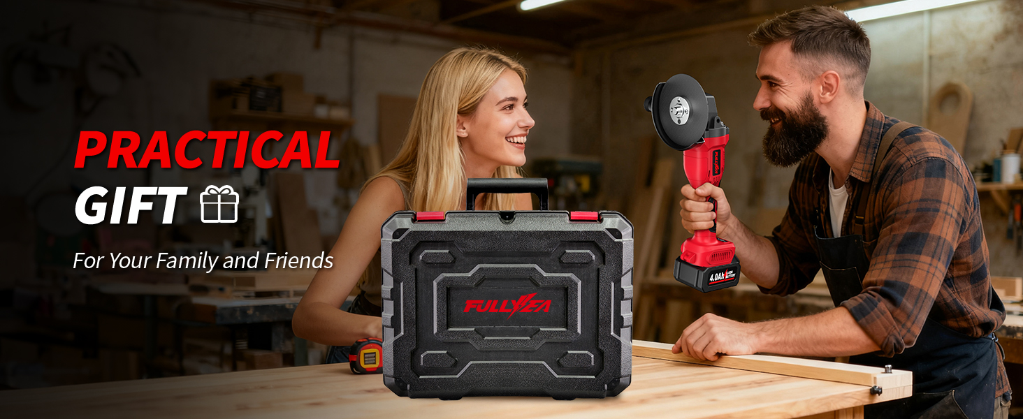 Battery Angle Grinder Tool, 4-1/2 inch Cordless Grinder Kit for Gift