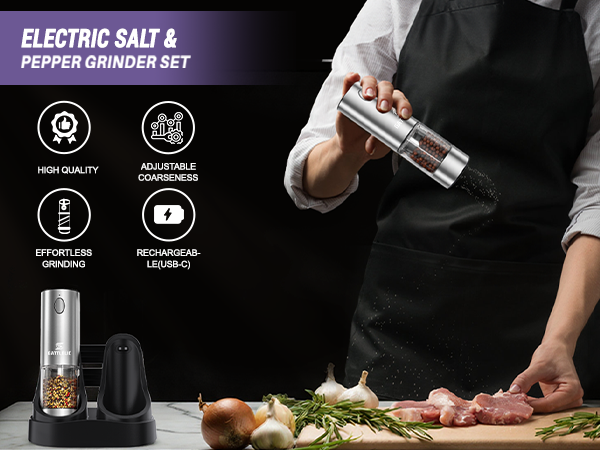 Electric Salt and Pepper Grinder Set
