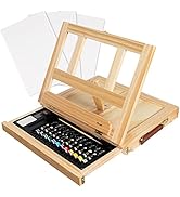 Kuyal Paint Set, 34 Piece Adjustable Tabletop Easel Set, Wooden Art Set Crafts Drawing Painting K...