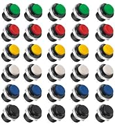 Tmyjfjingxi 30PCS 15mm Momentary Push Button Switch Red Green Blue Yellow Black White Push Button...